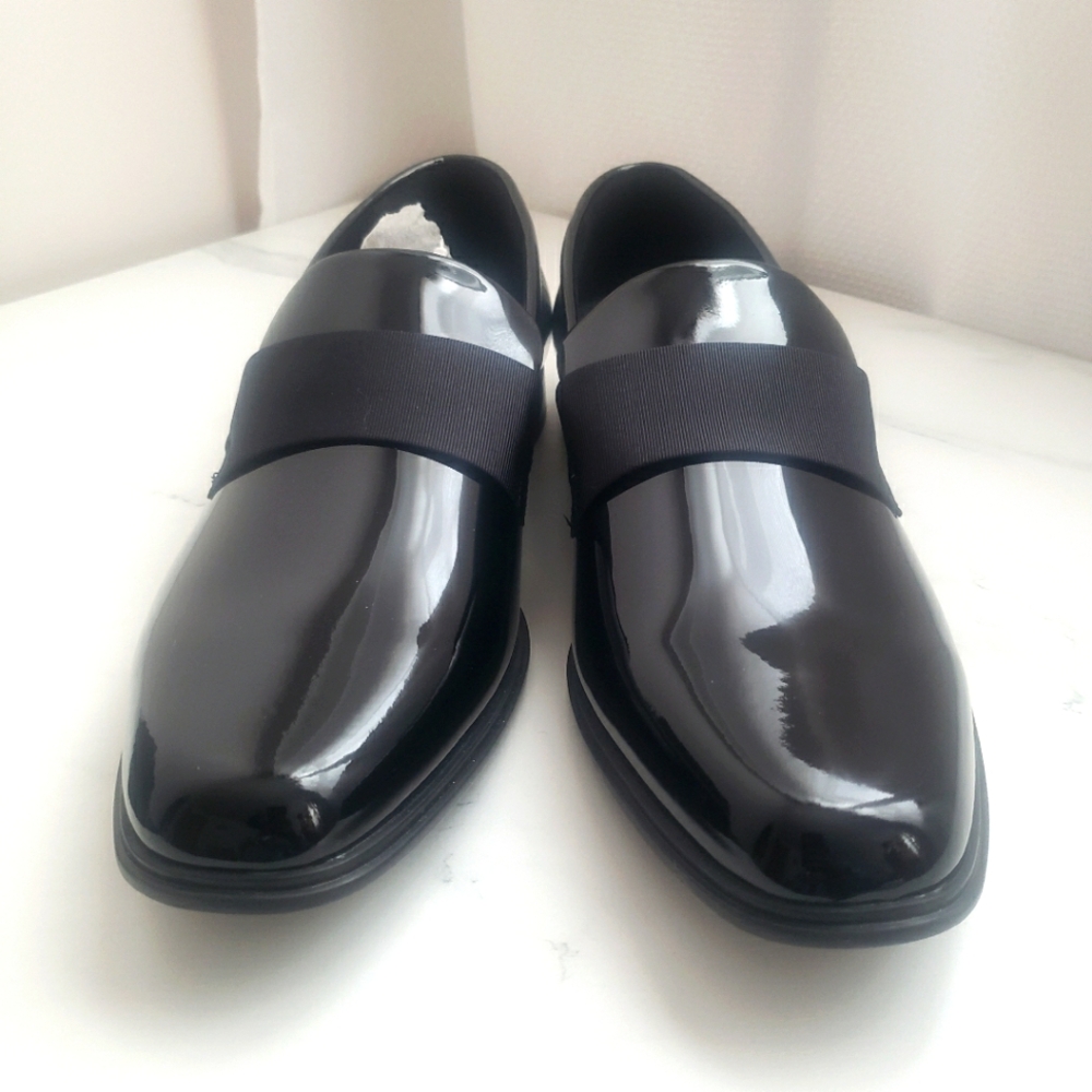 Calvin Klein Men's Demetrius Black Patent Leather Slip On Loafers~ Size 12